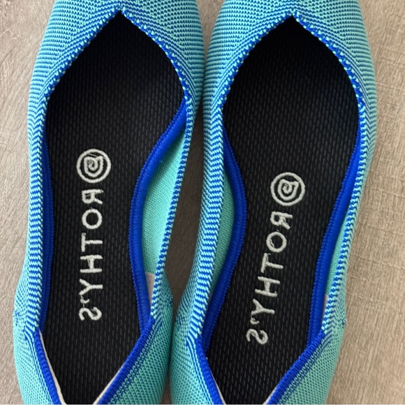 Rothy's The Point Aquamarine Blue Washable Knit Ballet Retired Flats Rare Size 7 - Picture 6 of 8